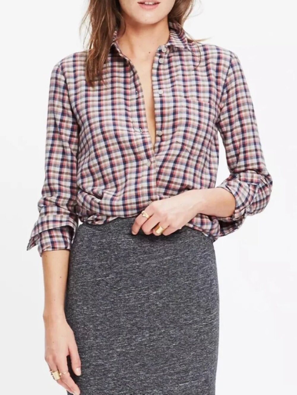 Madewell Flannel Slim Boyshirt in Palma Plaid